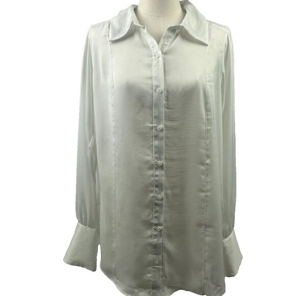 Free People - Cool & Clean Solid Button Down Shirt - White - Large - Worn 1 Time - Picture 1 of 9